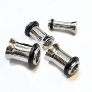 14K White Gold Single Flared Ear Tunnel Plug: Handmade Body Jewelry