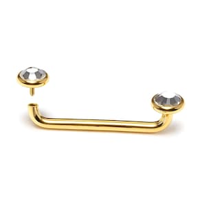 14K guld dermal piercing skivstång: kristall, invändigt gängad, 16G/14G