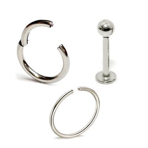 Titanium Helix Ring and Studs Piercing Clicker Hoops, Labret Body Jewellery 1pc each order