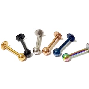 Tragus Piercing Labret Stud Titanium/316L Cartilage Earrings 18g 16g Body Jewellery