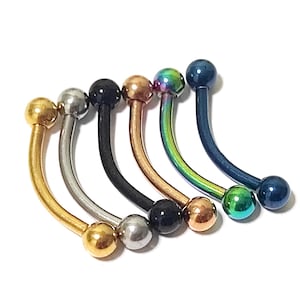 14K Gold/Titanium Snug Curved Barbell Piercing Jewelry Cartilage Earrings 18g 16g Body Jewellery - 1pc each order
