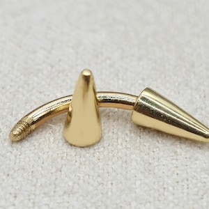 14K Gold Curved Barbell Piercing: Cone/Spike Eyebrow Jewelry
