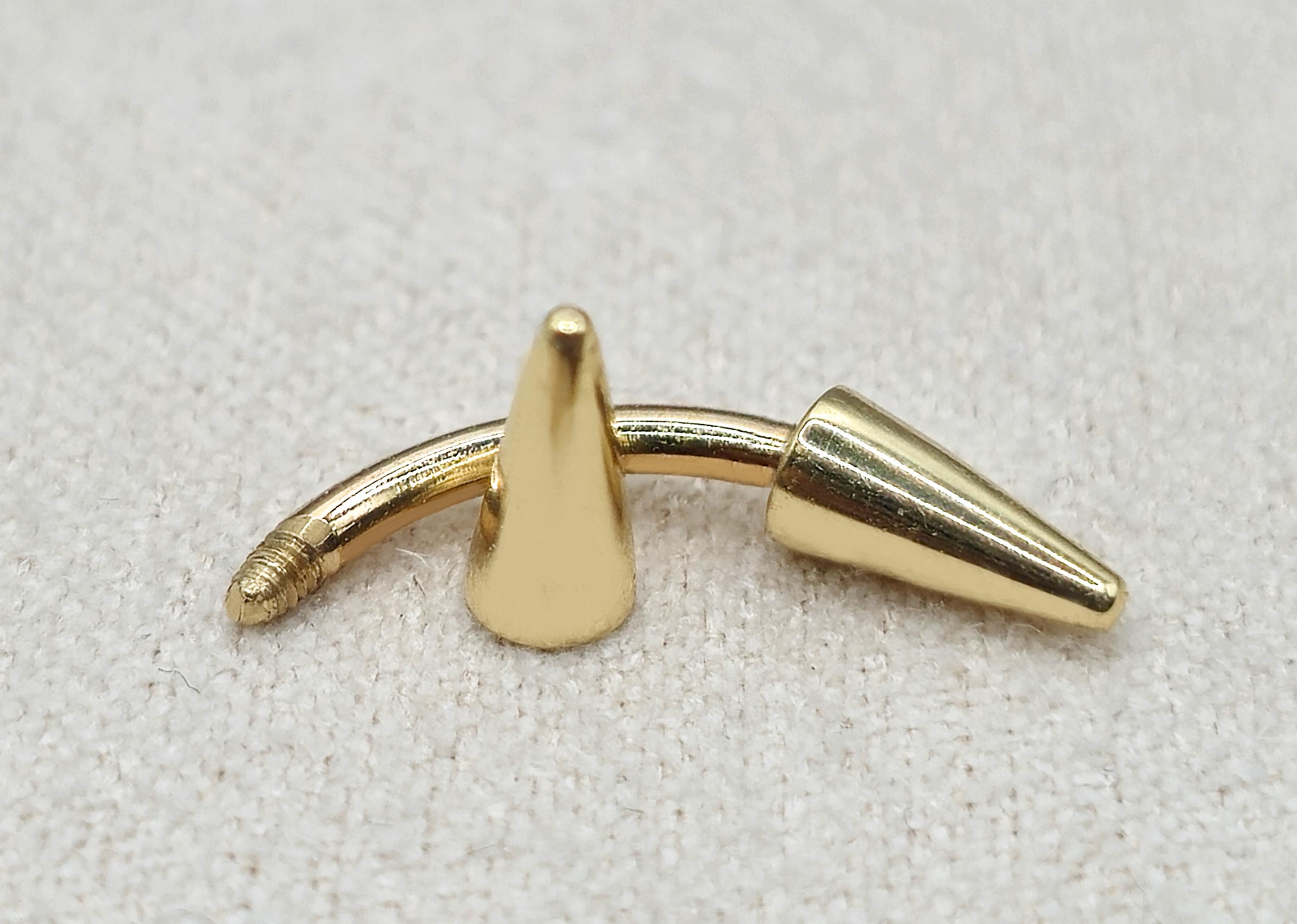 14K Gold Curved Barbell Piercing: Cone/spike Eyebrow Jewelry - Etsy