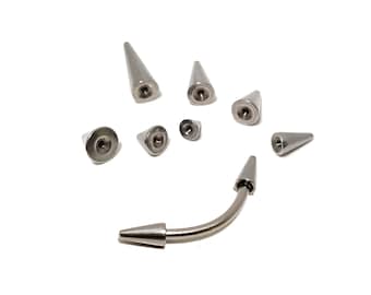 Spike Rook Piercing: Titanium Curved Barbell, 18G 16G Cartilage Earring