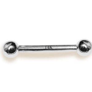 14K White Gold Nipple Piercing Barbell, 14G Tongue Bar, Barbell Earrings Body Jewellery Straight Barbell - Solid Gold - Hand Made