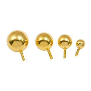 14K Solid Gold Piercing Ball: 14g 16g Internal Threaded Replacement