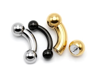Titanium Big gauge Curved Barbell Piercing, Prince Albert jewelry, PA ring - Body Jewellery