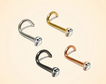 20g CZ Crystal Nostril Screw: Indian Nose Ring