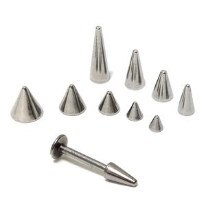 Spike Helix Piercing, Cone Labrets Titanium/316L Flat Back Single Stud Cartilage Earrings 18g 16g Body Jewellery - 1pc each order