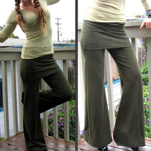 Women yoga Pants, yoga pants with skirt and pockets, organic clothing, hemp clothing, Herban Devi zdjęcie 2