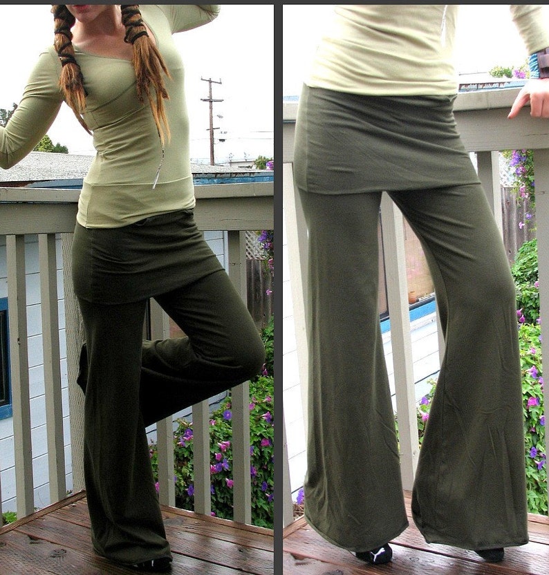 Women yoga Pants, yoga pants with skirt and pockets, organic clothing, hemp clothing, Herban Devi zdjęcie 2