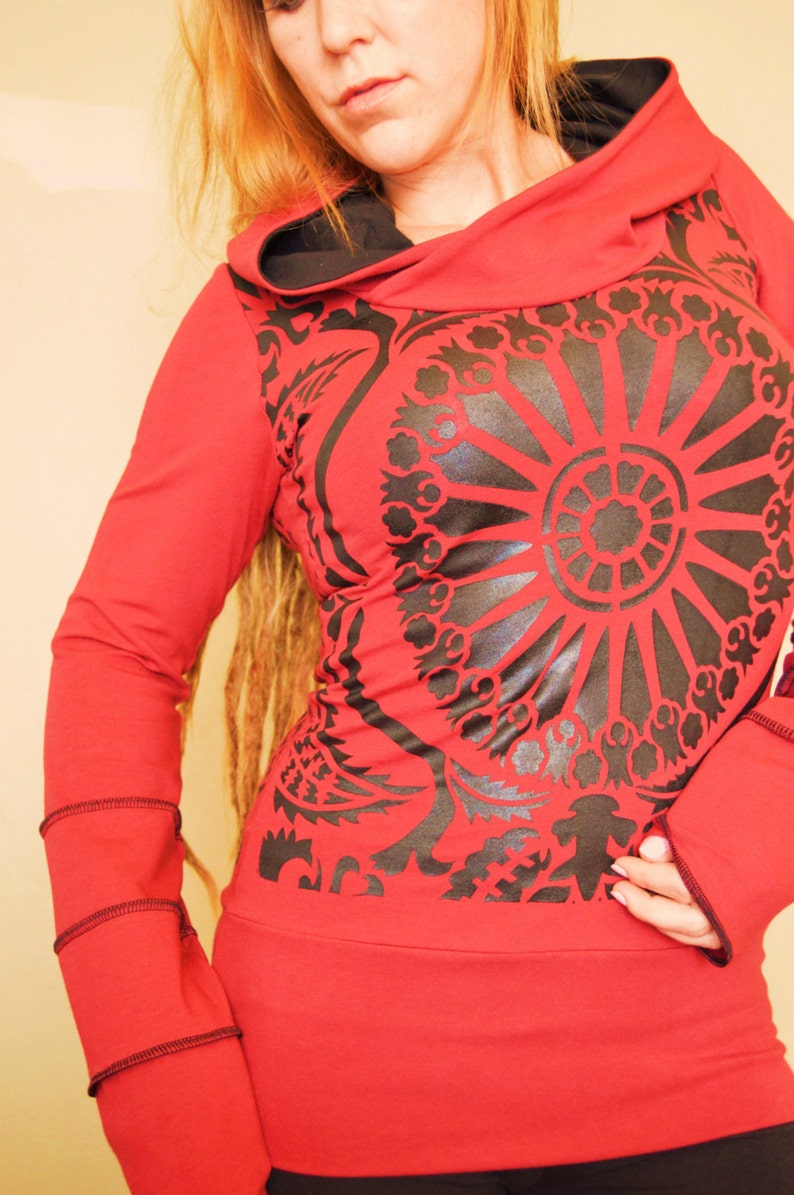Hoodie top with stained glass motif by Herban Devi custom Etsy