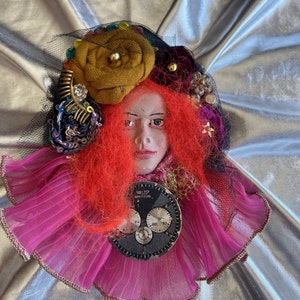 Woman Face Brooch, Bohemian Ceramic Pin, Quirky Female Portrait Brooch, Handmade Retro Lady Face Brooch, Chic Ceramic Pin, Unique Gift