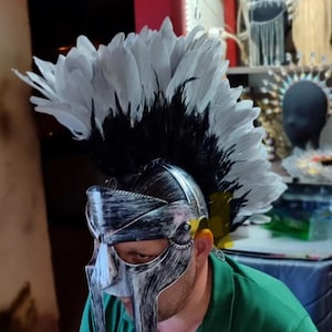 Feather Mohawk Roman Gladiator Helmet: Burning Man Masquerade Mask