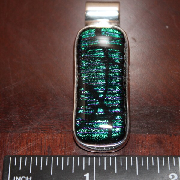 Sterling Silver Dichroic Glass One of a Kind Pendant