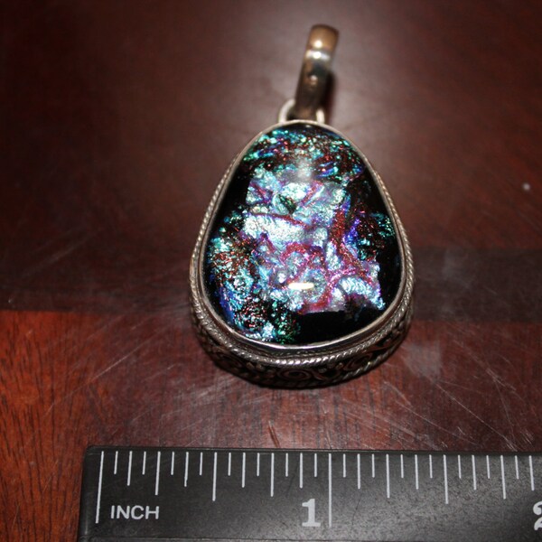 Sterling Silver Dichroic Glass One of a Kind Pendant