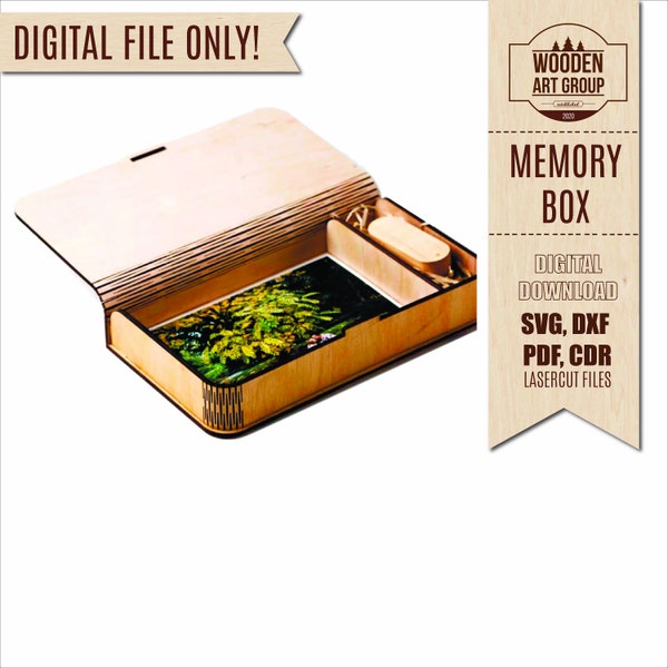 Laser Cut Box, Laser Cut Files, Woodworking Plans, Photo Box, Wedding Box, CNC Files, Wooden Box, SVG Files, Wedding Gift, Memory Box