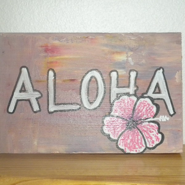 Pink wooden sign-ALOHA