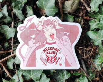 PINK DEVIL EDDIE - 10cm x 10cm gloss vinyl sticker