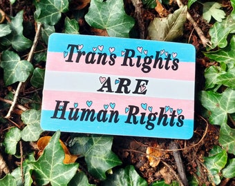 TRANS RIGHTS ARE Human Rights – 10cm x 6.5cm gloss vinyl sticker