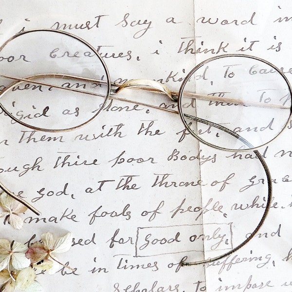 Guerre civile ère lunettes lunettes montures optique Hardy doublés d'or par HerbgirlAndVintage