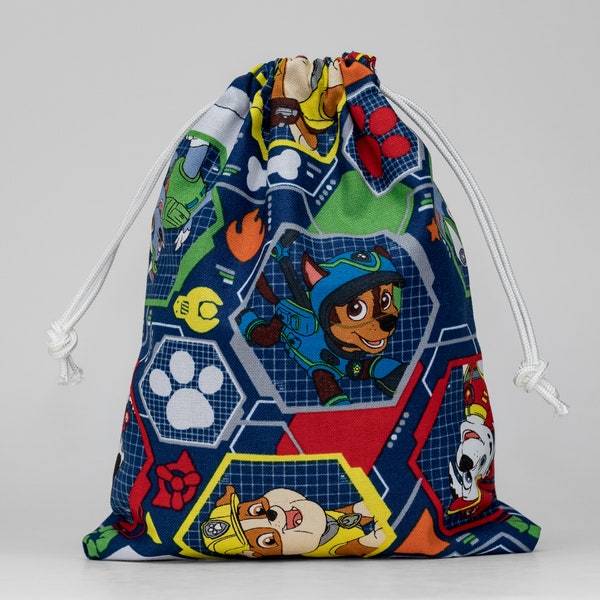 Party Bags Made With Licensed Paw Patrol Fabric, Birthday Bag, Treat Bag, Gift Bag, Candy Bag, Favor Bag, Drawstring Bag, 5x7