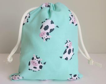 Cow Fabric Gift Bags, 5x6
