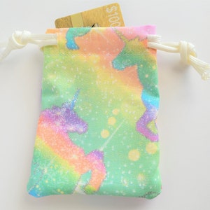 Unicorn Gift Card Bag Birthday Party Glitter Rainbow