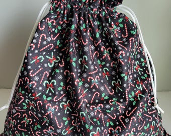 Christmas Candy Canes Fabric Gift Bag