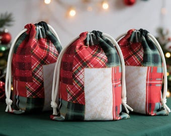 Christmas Fabric Gift Bags, 5x7