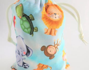 Safari Animals Fabric Gift Bags, 5x7