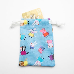 Gift Card Bag Made With Licensed Peppa Pig Fabric Birthday Blue