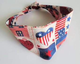 Patriotic Hearts Fabric Bandana
