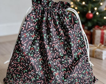 Christmas Candy Canes Fabric Gift Bag