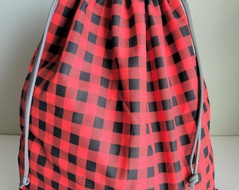 Christmas Check Fabric Gift Bag