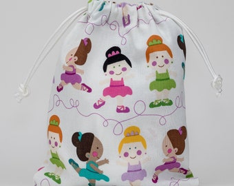 Ballerina Birthday Party Bags, Ballet Bag, Gift Bag, Fabric Bag, Favor Bag, Treat Bag, Candy Bag, Drawstring Bag, 5x7