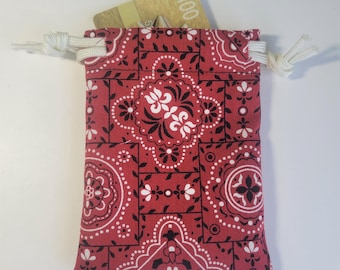 Paisley Fabric Gift Card Bag, 3x4