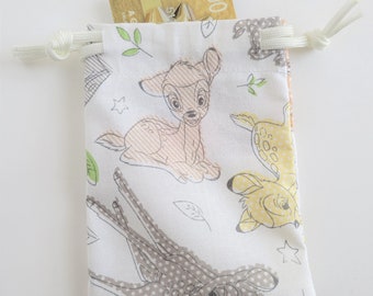 Gift Card Bag Made With Licensed Bambi Fabric, Birthday Party, Goodie Bag, Treat Bag, Fabric Bag, Gift Bag, 3x4