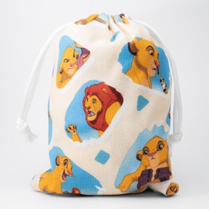 Party Bags Made With Licensed Lion King Fabric, Birthday Bag, Gift Bag, Goodie Bag, Fabric Bag, Favor Bag, Treat Bag, 5x7