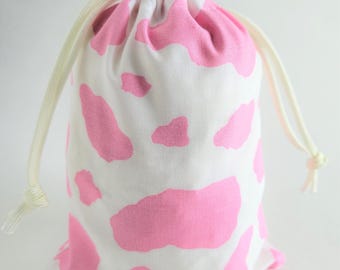 Pink Cow Fabric Gift Bags, 5x7