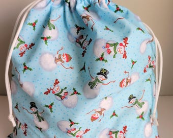 Christmas Snowman Fabric Gift Bag