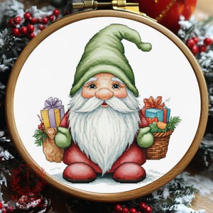 Christmas Gnome Cross Stitch Pattern: Beginner Embroidery (Digital Download)