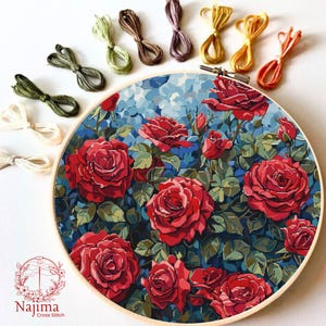 Red Roses Cross Stitch Pattern: Realistic Floral Design (Printable)