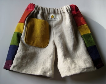Linen and Cotton R A I N B O W Shorts..baby,  toddler... 6 months, 12 months, 18 months, 2T, 3T, 4T, 5, 6, 7, 8...Made to Order