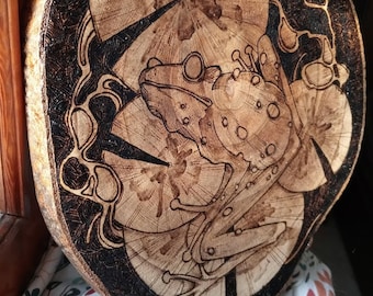 Rana - Pirografia su legno