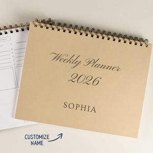 Personalized 2026 Weekly Planner: Minimalist Softcover Full Page Daily Habit Tracker Notebook