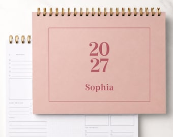 Personalized 2027 Planner: Trendy Pink Full Page Softcover Weekly Notebook Habit Tracker