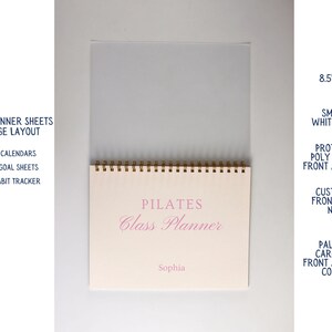 Personalized Pilates Planner: Custom Name Pilates Teacher Coquette Pink Notebook, Undated Weekly Class Schedule image 4