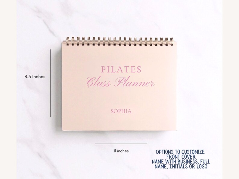 Personalized Pilates Planner: Custom Name Pilates Teacher Coquette Pink Notebook, Undated Weekly Class Schedule image 3