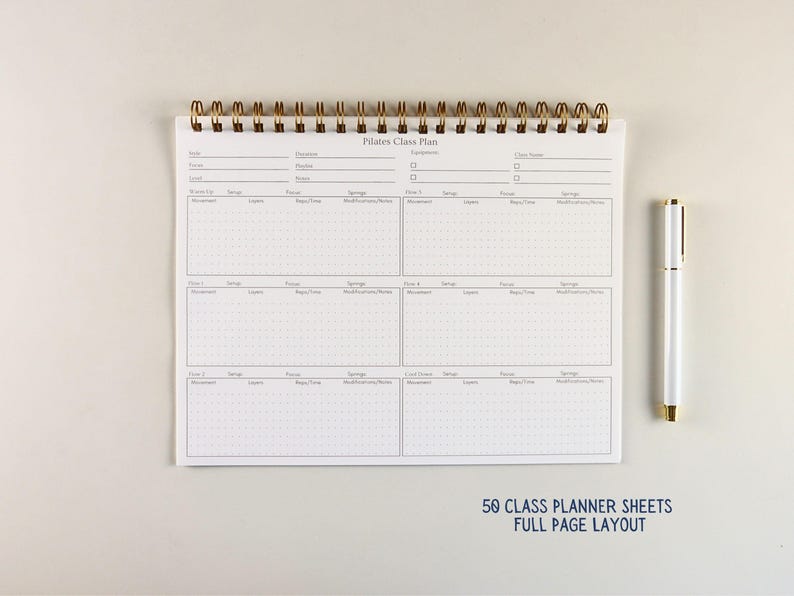 Pilates Planner Custom Name Pilates Teacher Class Planner, Gift for Pilates Instructor Personalized Pilates Class Journal for Pilates Studio